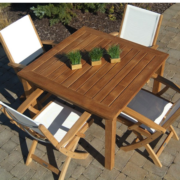 Teak Newport 42 inch Square Dining Table by Three Birds Casual - Image 2